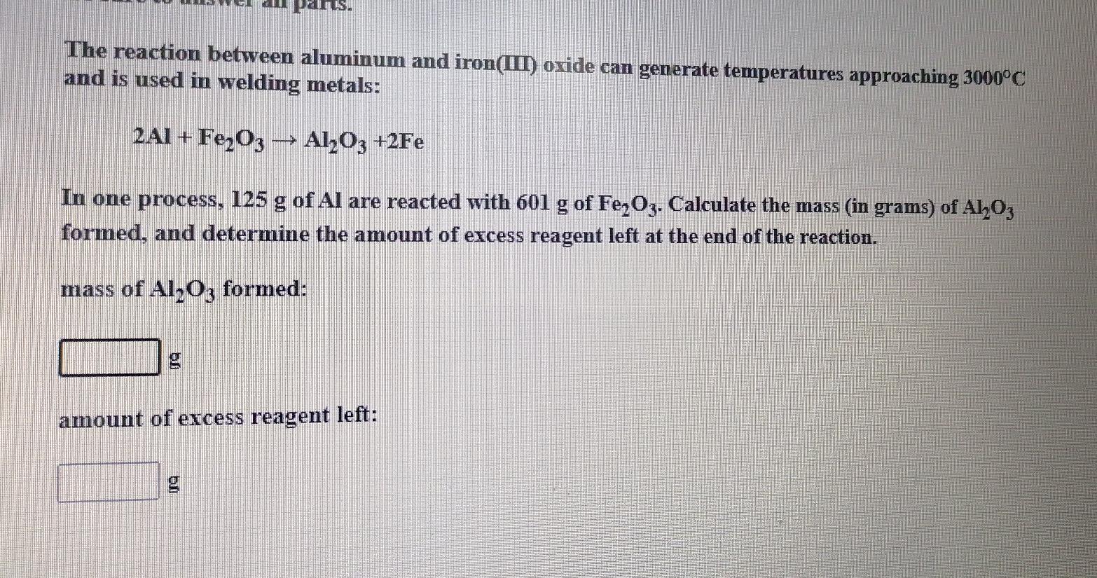 Solved Plus The Reaction Between Aluminum And Iron Iii Chegg