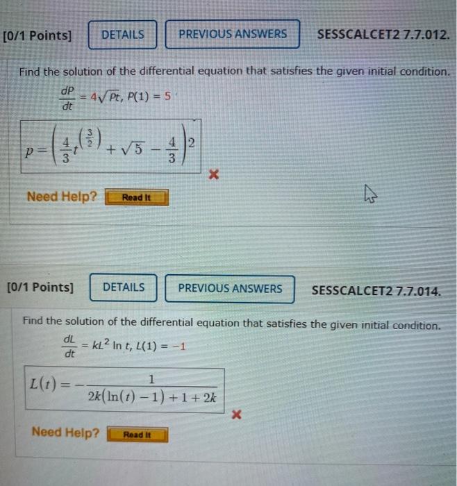 Solved Points Details Previous Answers Sesscalcet Chegg