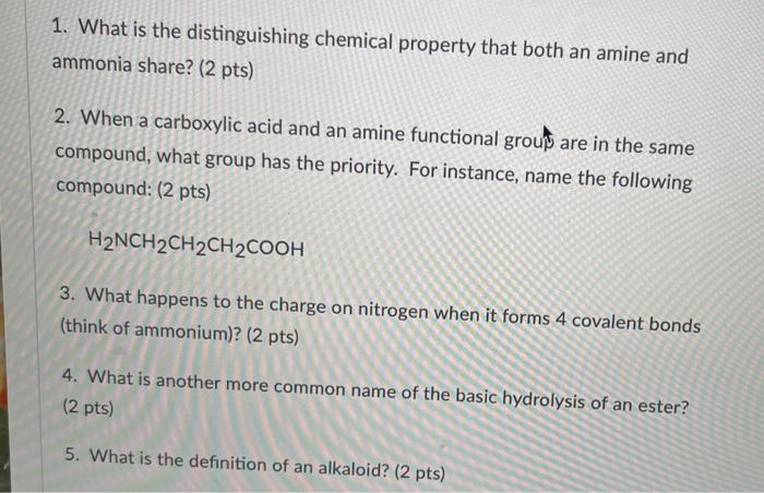 Solved What Is The Distinguishing Chemical Property That Chegg