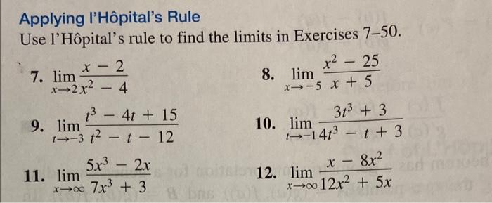 Solved Applying l Hôpital s Rule Use l Hôpital s rule to Chegg