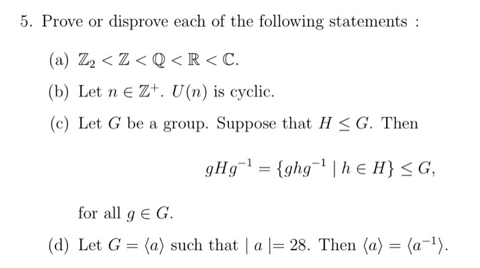 Solved Prove Or Disprove Each Of The Following Statements Chegg