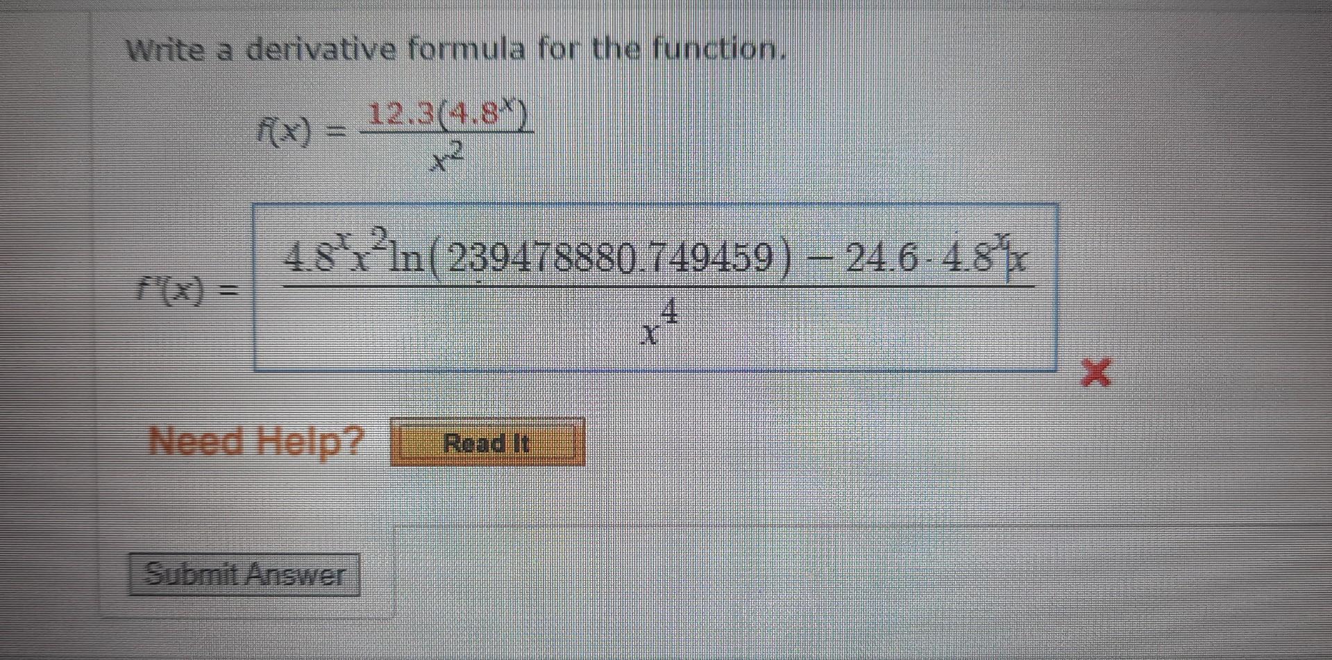 Solved Write A Derivative Formula For The Function Chegg