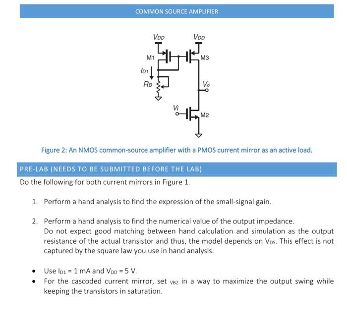 Solved Figure 2 An NMOS Common Source Amplifier With A PMOS Chegg