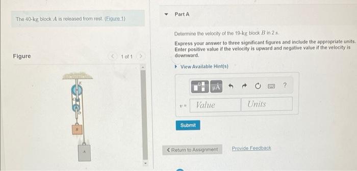 Solved The 40 Mathrm Kg Block A Is Release