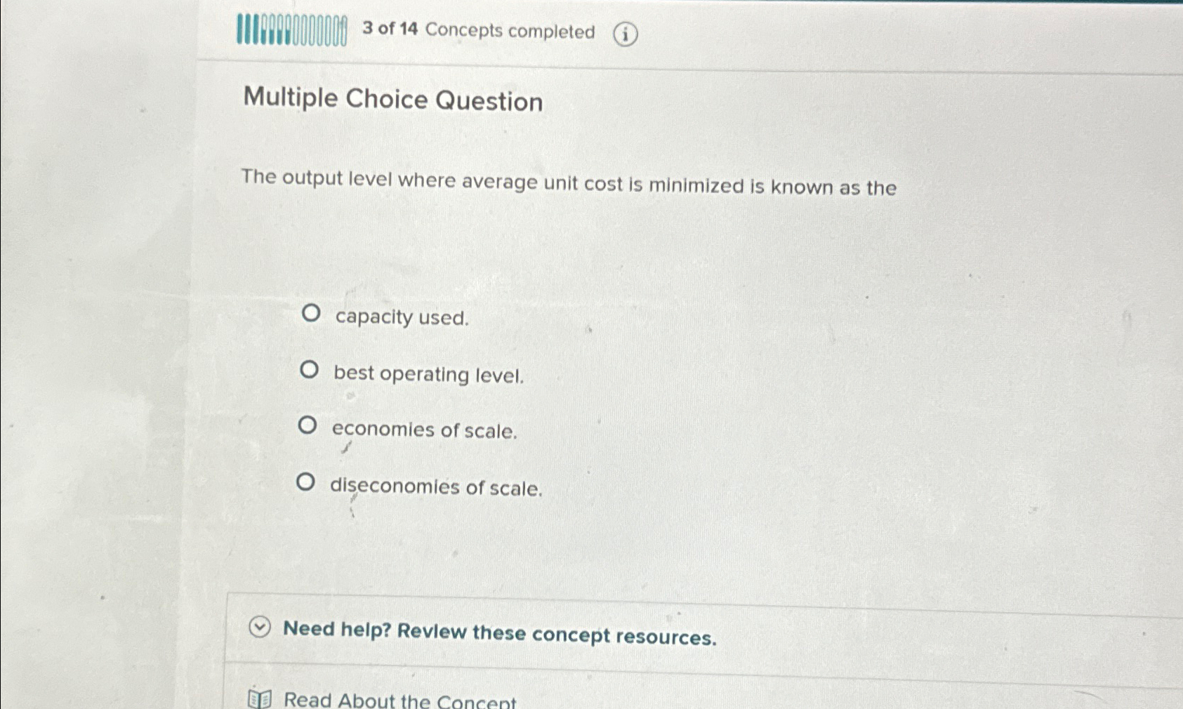 Solved Of Concepts Completed I Multiple Choice Chegg