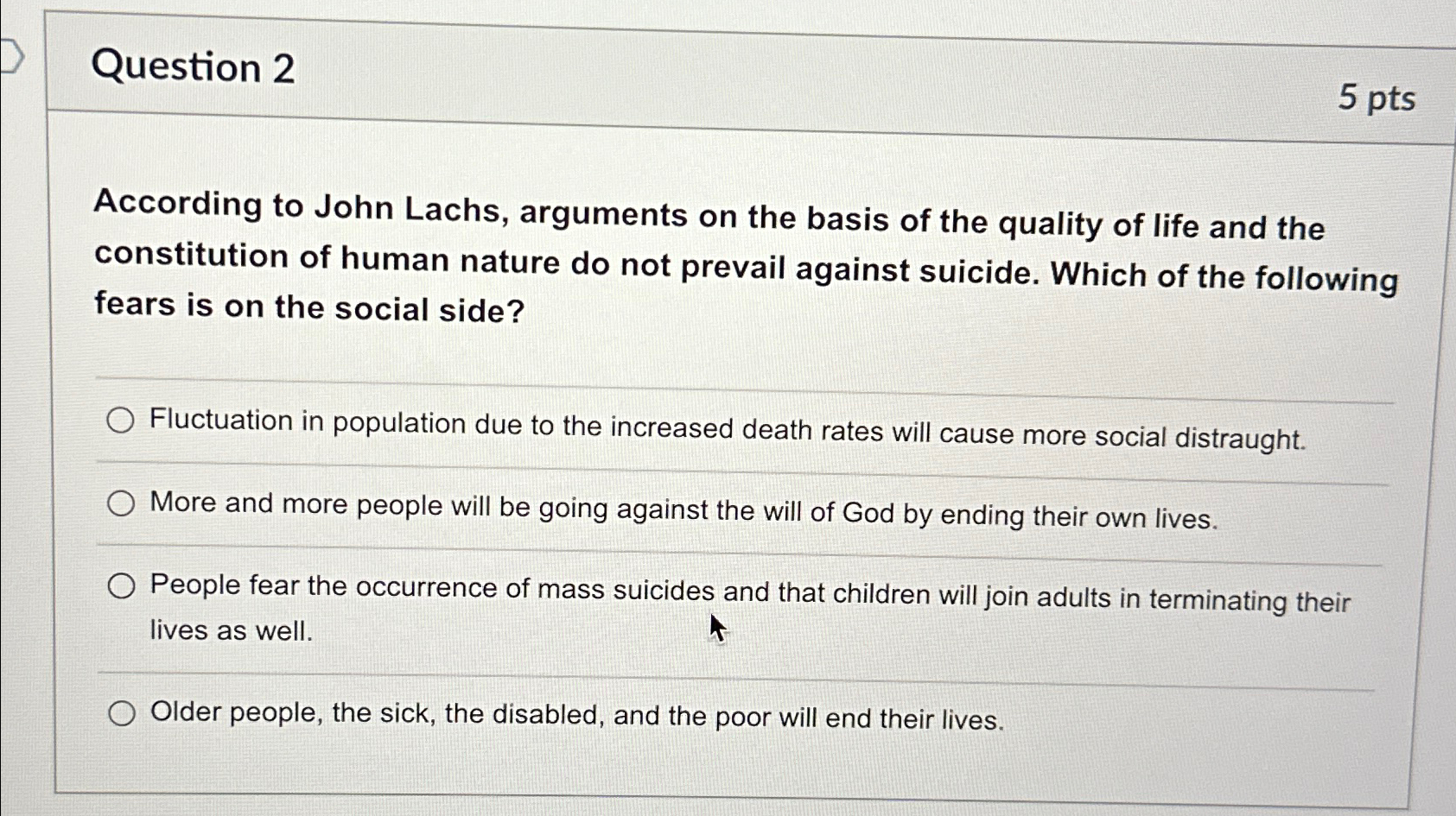 Solved Question 25 PtsAccording To John Lachs Arguments On Chegg