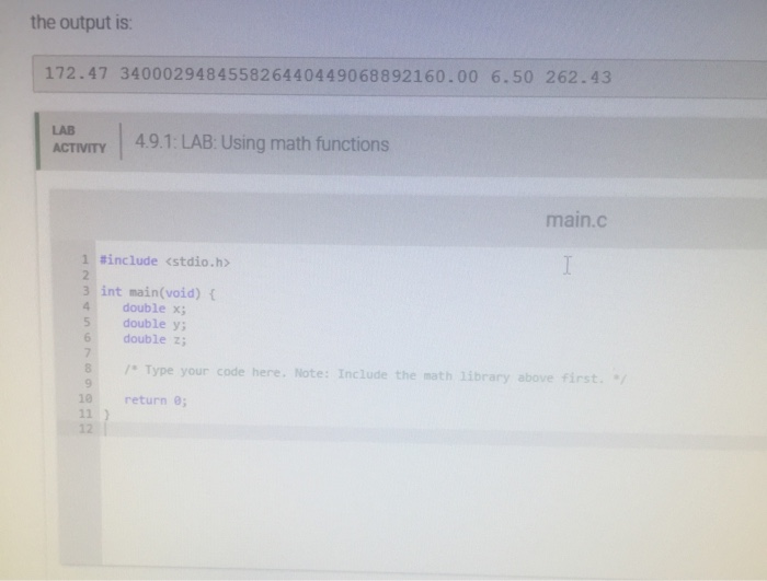 Solved 4 9 LAB Using Math Functions Given Three Floating Chegg