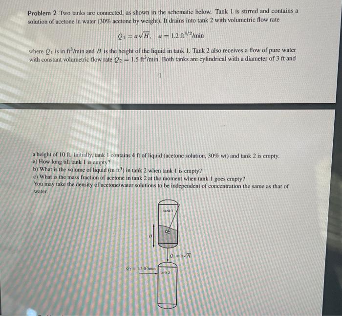 Solved Problem Two Tanks Are Connected As Shown In The Chegg