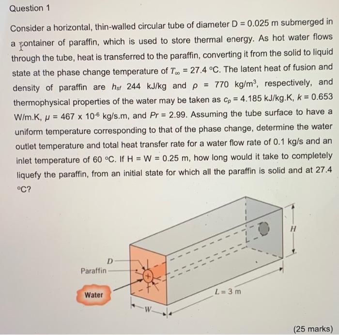 Solved Question 1 Consider A Horizontal Thin Walled Chegg