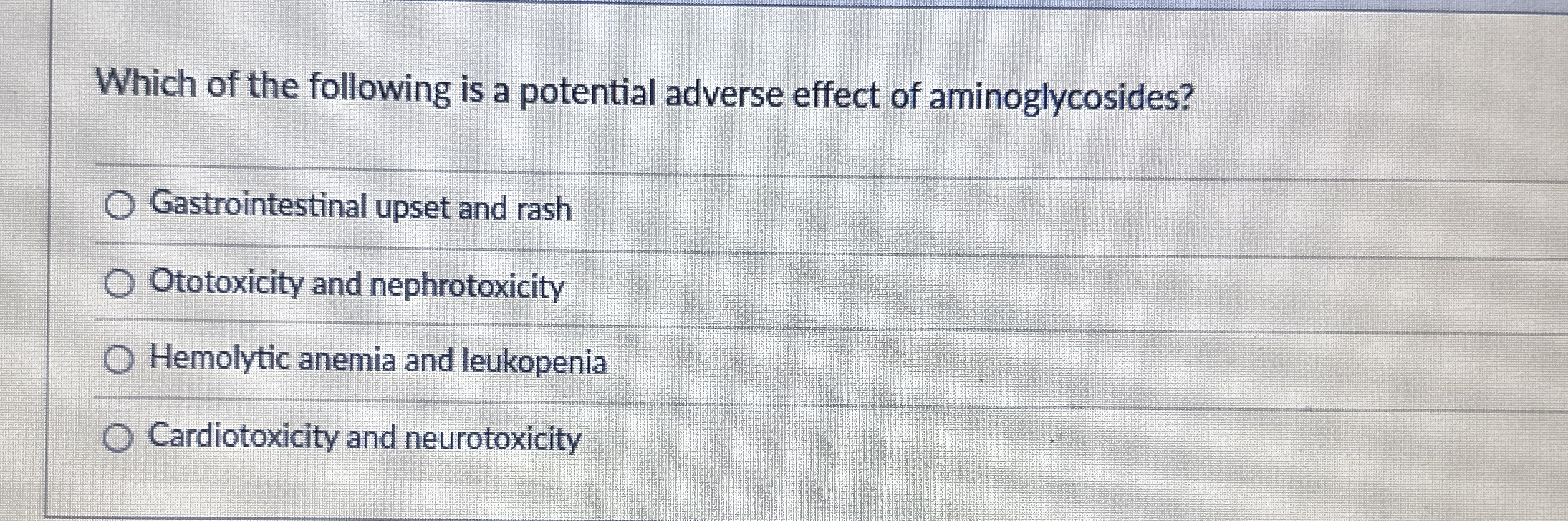 Solved Which Of The Following Is A Potential Adverse Effect Chegg