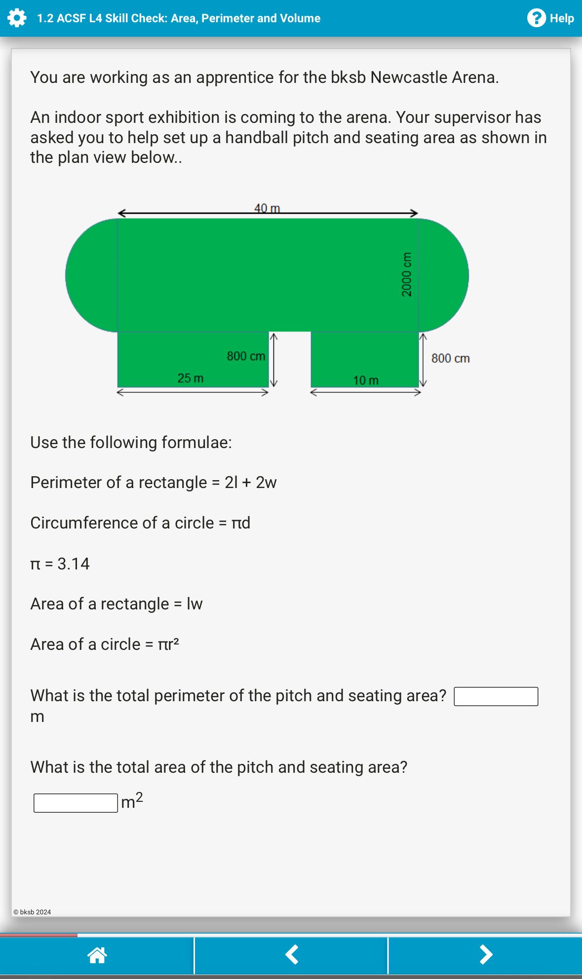 Solved 1 2 ACSF L4 Skill Check Area Perimeter And Chegg