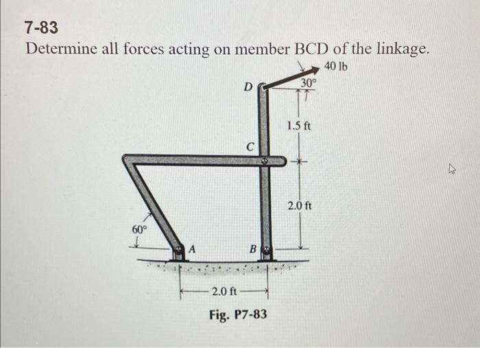 Solved Determine All Forces Acting On Member Bcd Of The Chegg