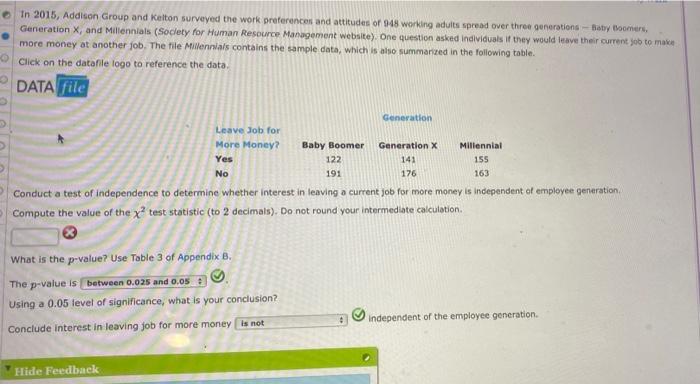 Solved In Addison Group And Kelton Surveyed The Work Chegg