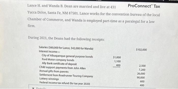 Solved Lance H And Wanda B Dean Are Married And Live At Chegg