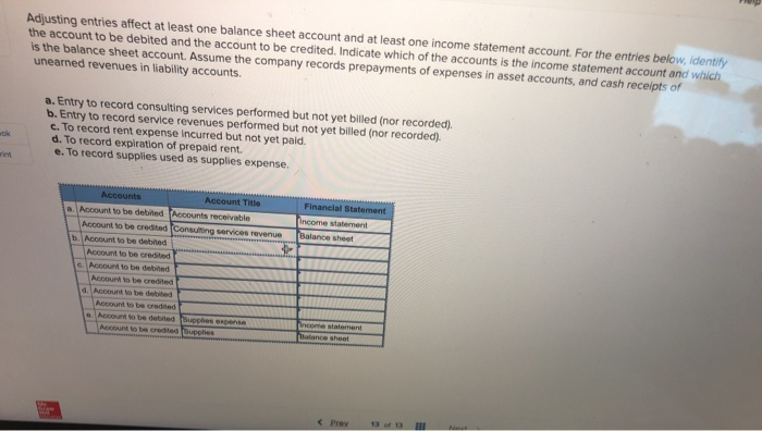 Solved Adjusting Entries Affect At Least One Balance Sheet Chegg