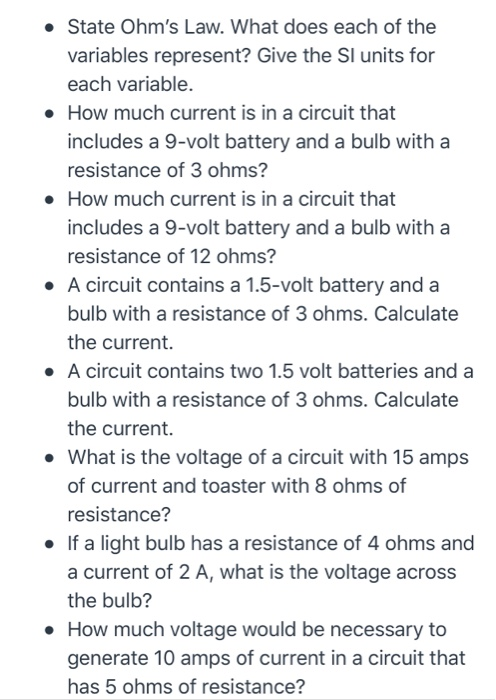 Solved State Ohm S Law What Does Each Of The Variables Chegg