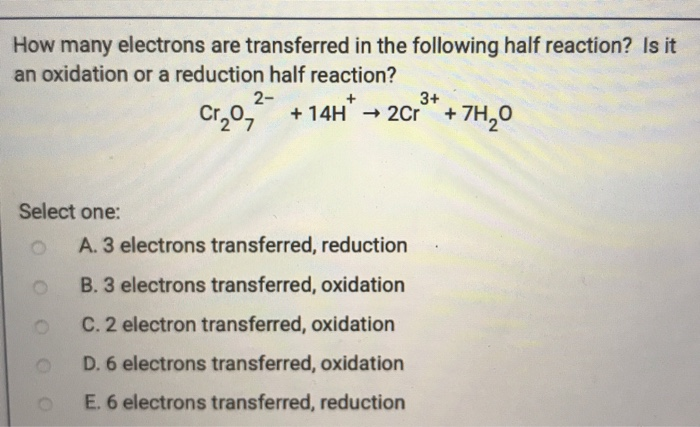 Solved How Many Electrons Are Transferred In The Following Chegg