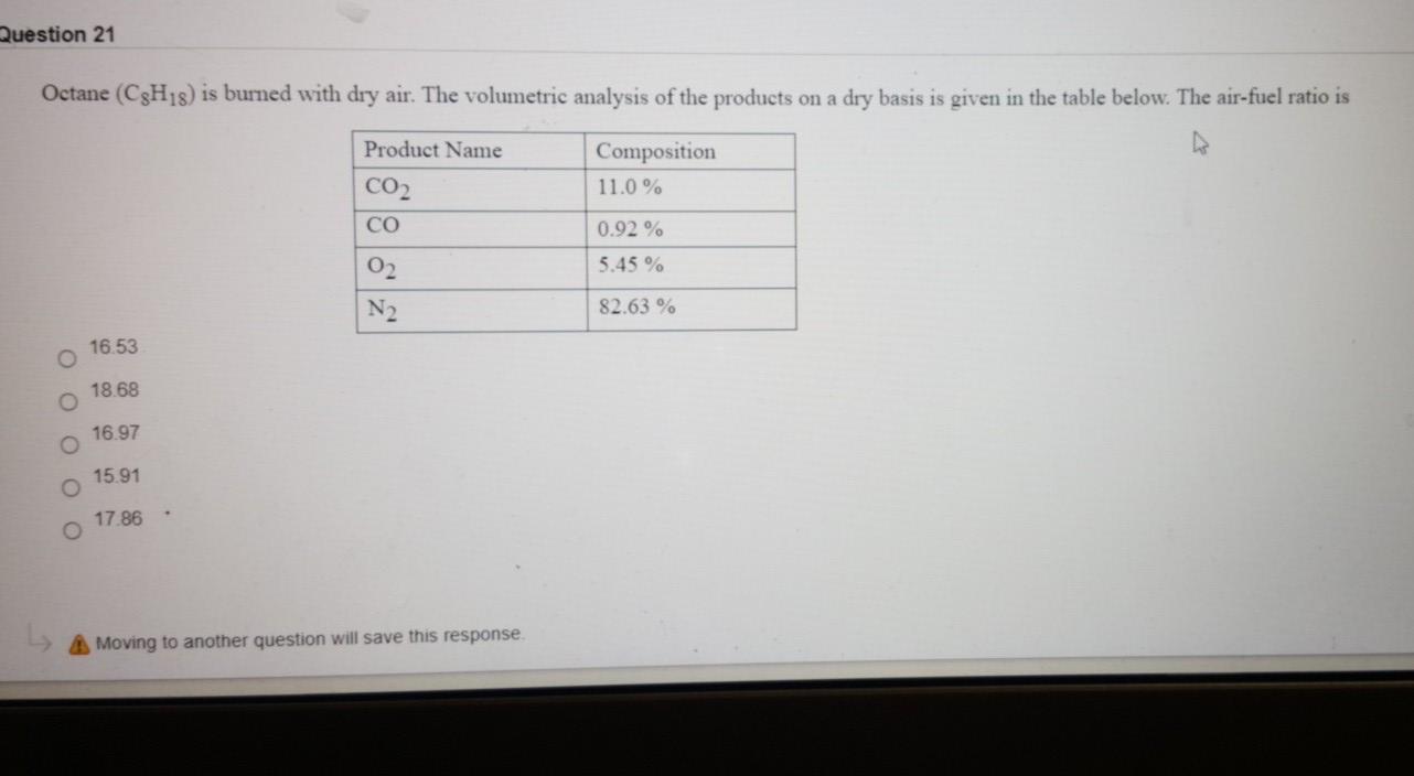 Solved Question 21 Octane C3H18 Is Burned With Dry Air Chegg