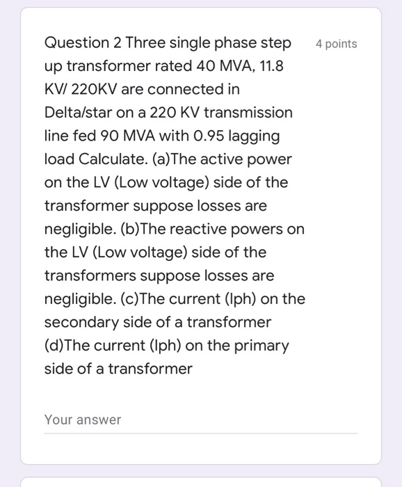 Solved Points Question Three Single Phase Step Up Chegg