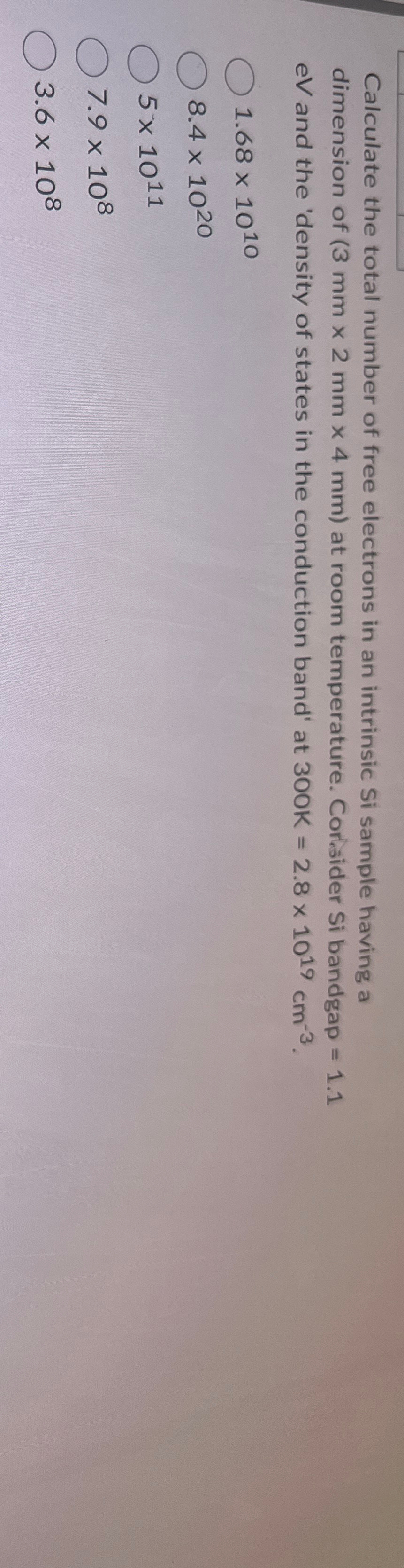 Solved Calculate The Total Number Of Free Electrons In An Chegg