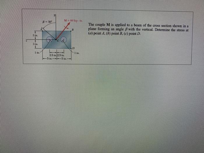 Solved B M The Couple M Is Applied To A Beam Of The Cross Chegg