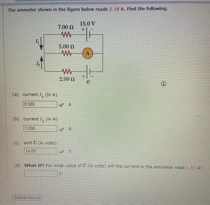 Solved The Ammeter Shown In The Figure Below Reads A Chegg