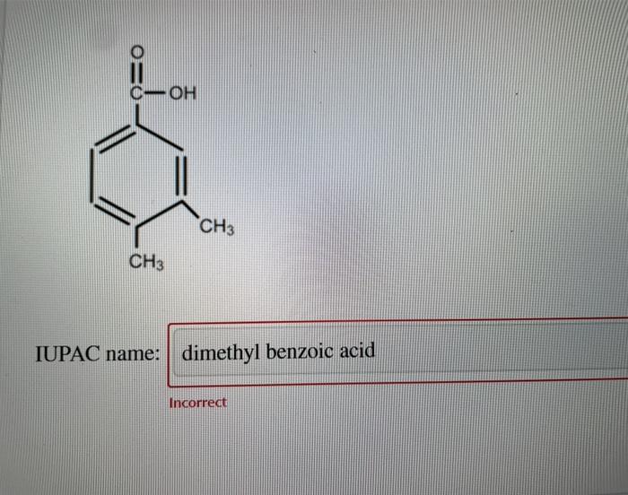 Solved Ch Ch Iupac Name Dimethyl Benzoic Acid Chegg