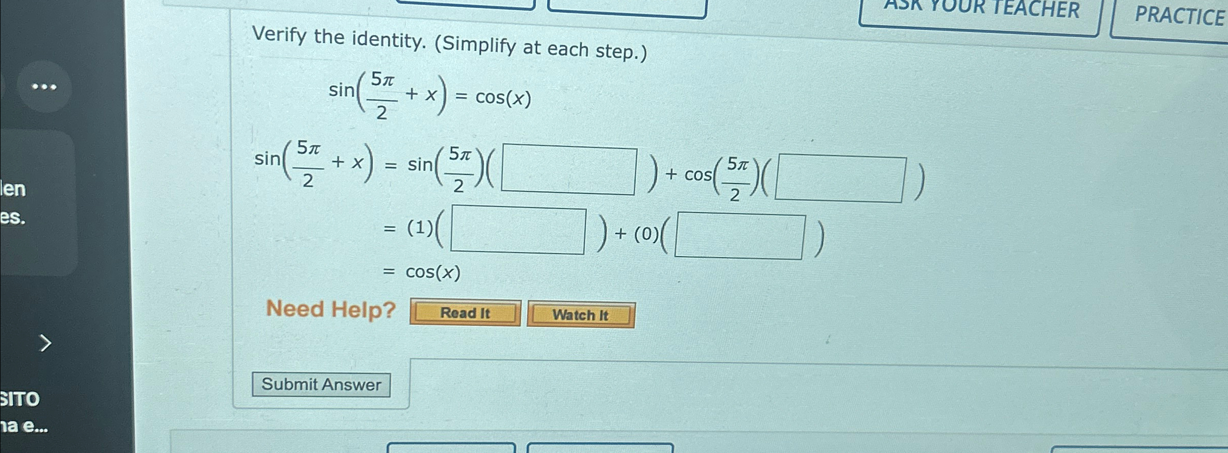 Solved Verify The Identity Simplify At Each Chegg