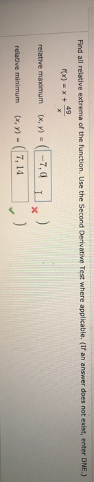 Solved Find All Relative Extrema Of The Function Use The Chegg