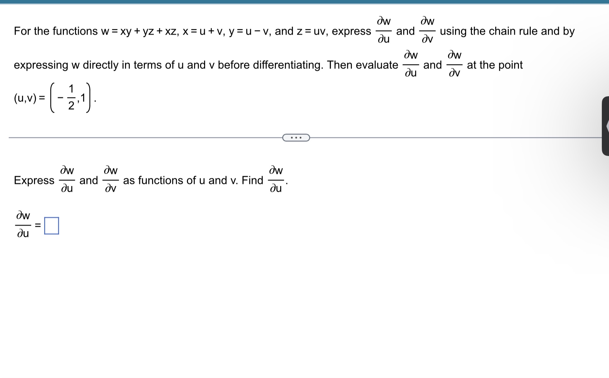 Solved For The Functions W Xy Yz Xz X U V Y U V And Z Uv Chegg