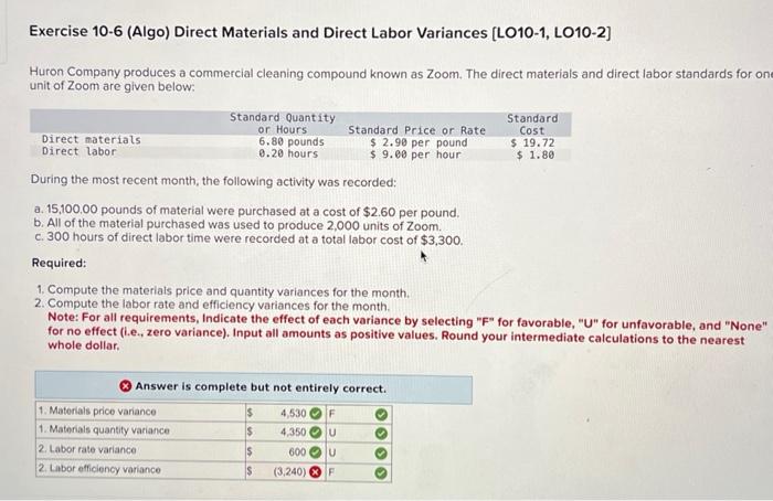 Solved Exercise Algo Direct Materials And Direct Chegg