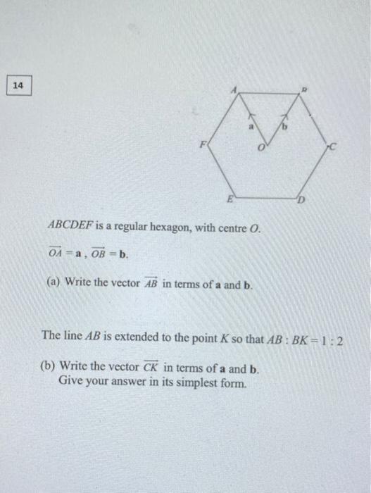 Solved D Abcdef Is A Regular Hexagon With Centre Oa Chegg