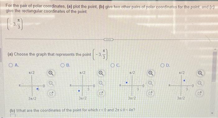 Solved For The Pair Of Polar Coordinates A Plot The Chegg