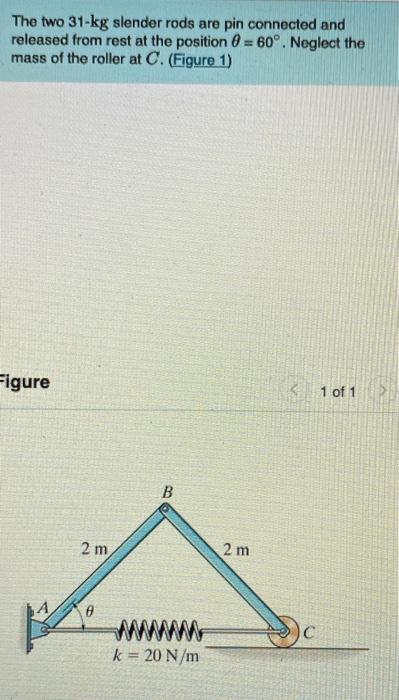 Solved The Two Kg Slender Rods Are Pin Connected And Chegg