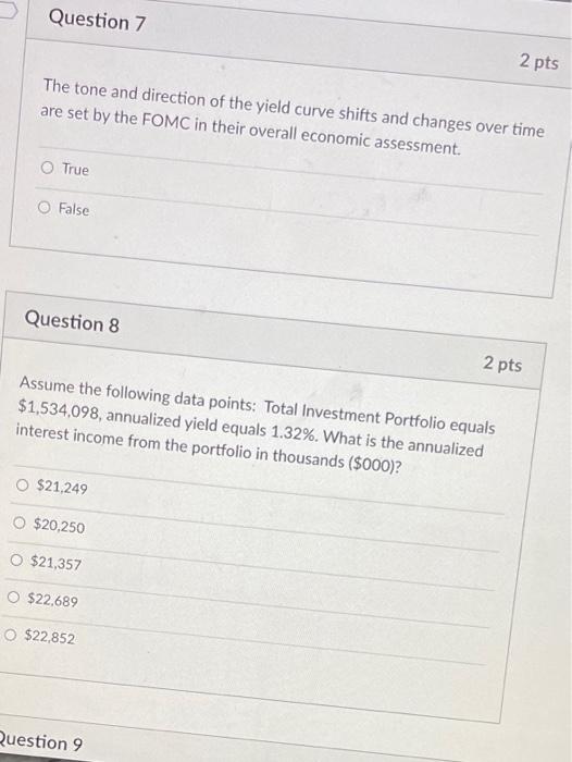 Solved Question Pts The Tone And Direction Of The Yield Chegg