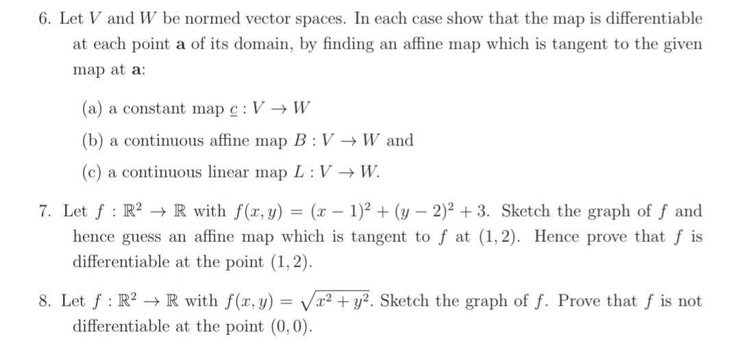 6 Let V And W Be Normed Vector Spaces In Each Case Chegg