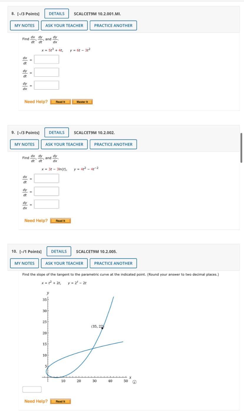 Solved 8 3 Points DETAILS SCALCET9M 10 2 001 MI MY Chegg