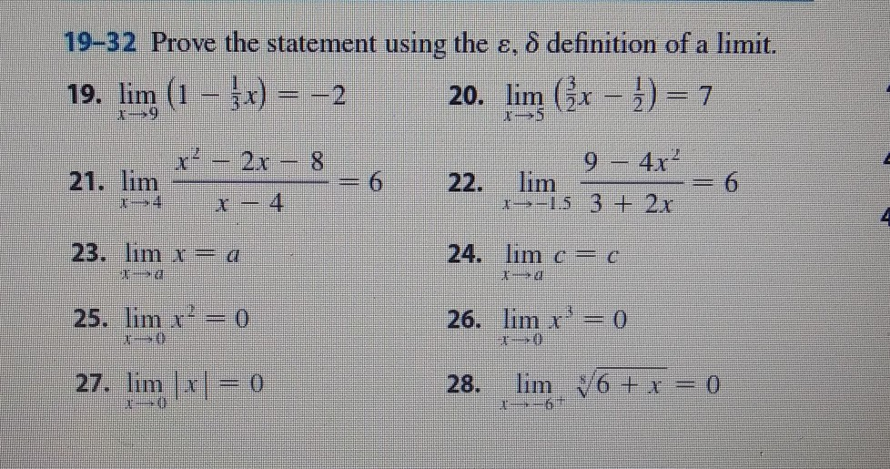 Solved 19 32 Prove the statement using the ε definition of Chegg