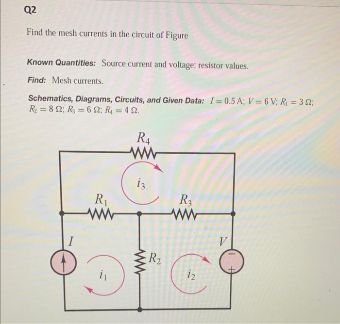 Solved Q Find The Mesh Currents In The Circuit Of Figure Chegg