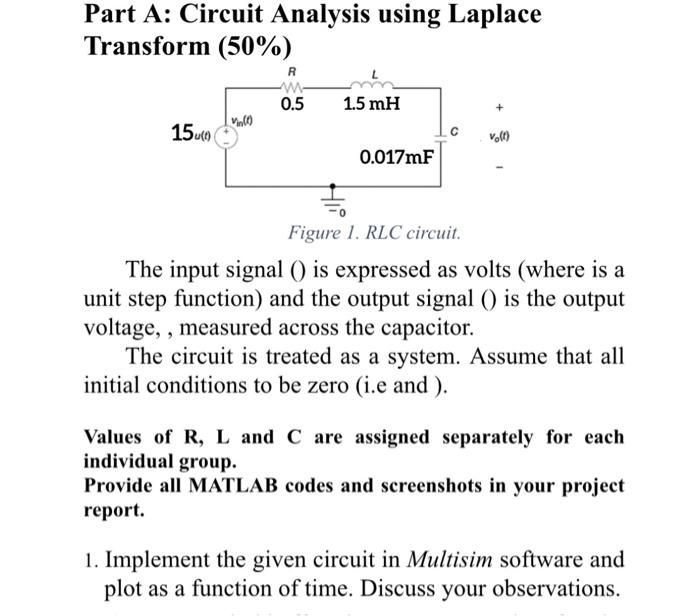 Solved Part A Circuit Analysis Using Laplace Transform Chegg