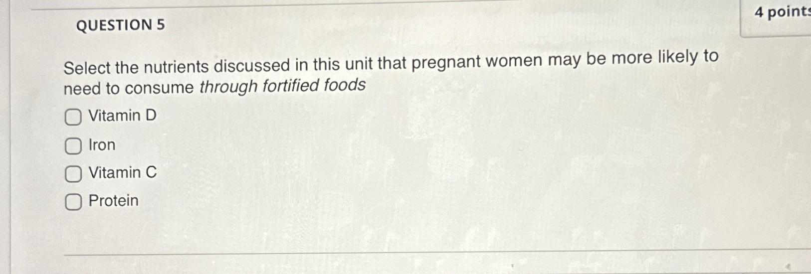 Solved Question Pointselect The Nutrients Discussed In Chegg