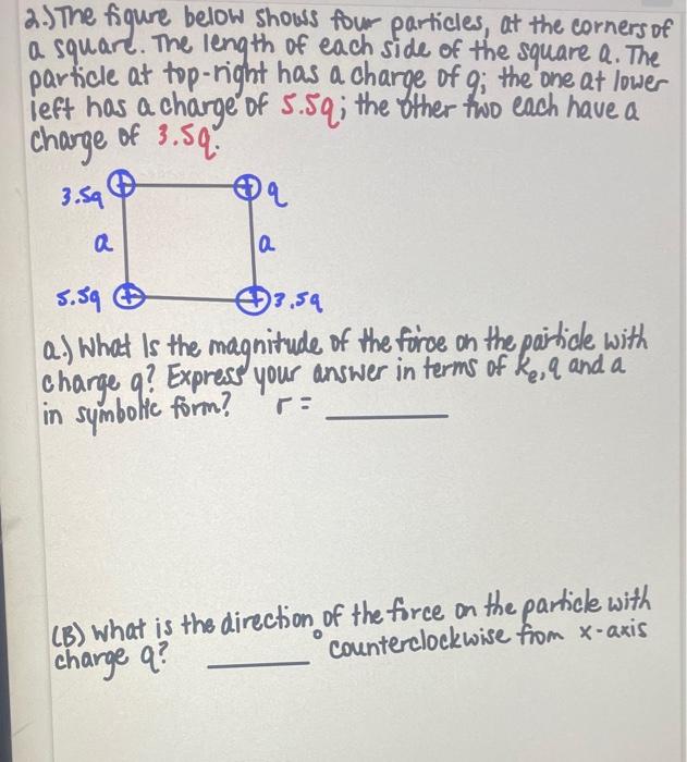 Solved The Fiqure Below Shows Four Particles At The Chegg