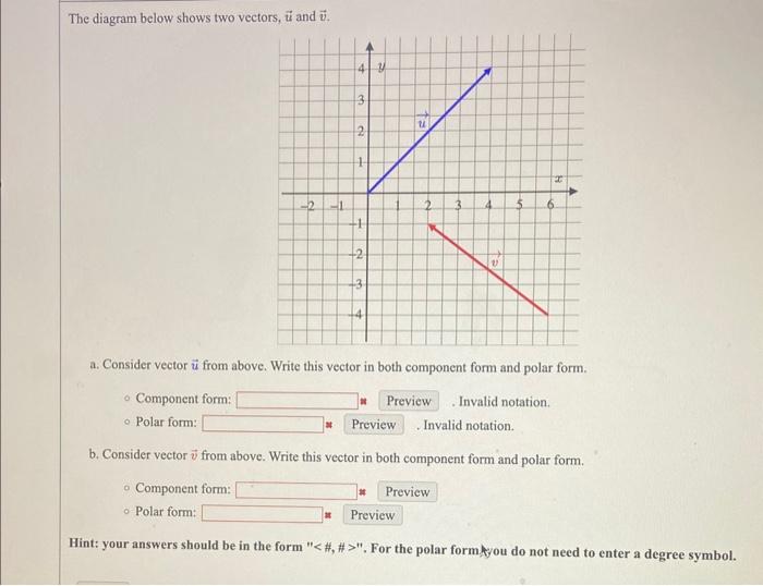 Solved The Diagram Below Shows Two Vectors U And V A Chegg