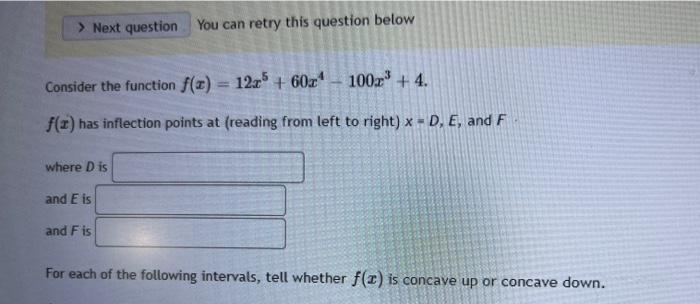 Solved Next Question You Can Retry This Question Below Chegg