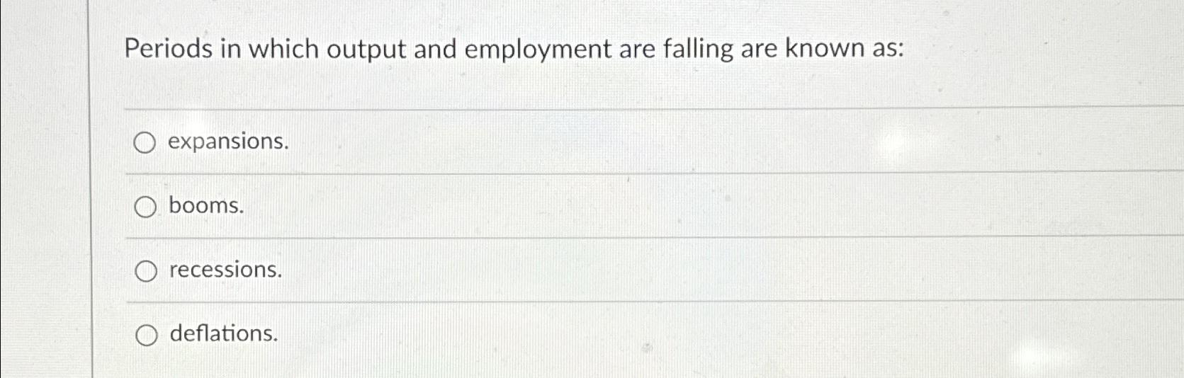 Solved Periods In Which Output And Employment Are Falling Chegg