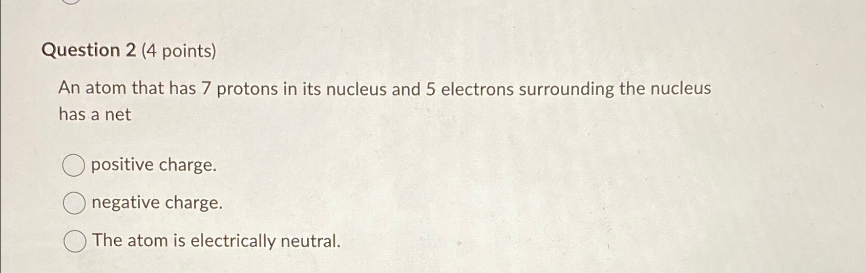 Solved Question Points An Atom That Has Protons In Chegg