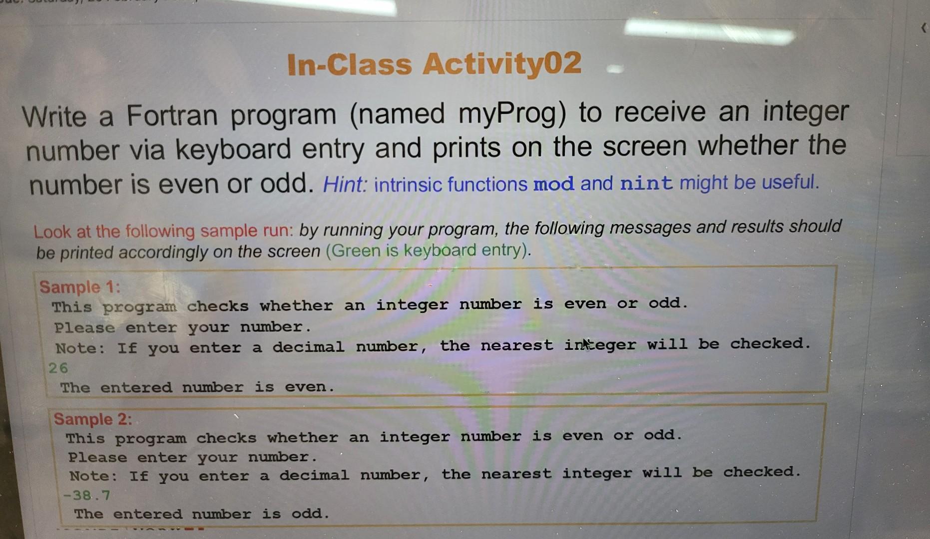 Solved Write A Fortran Program Named MyProg To Receive An Chegg