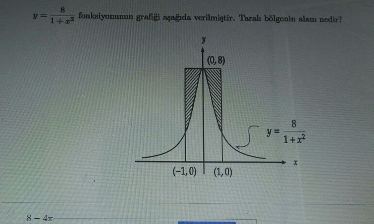 Solved 8 y 1 2 fonksiyonunun grafiği aşağıda verilmiştir Chegg