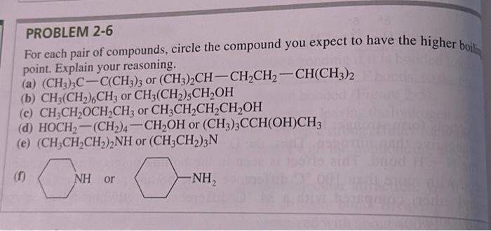 Solved PROBLEM 2 6 For Each Pair Of Compounds Circle The Chegg