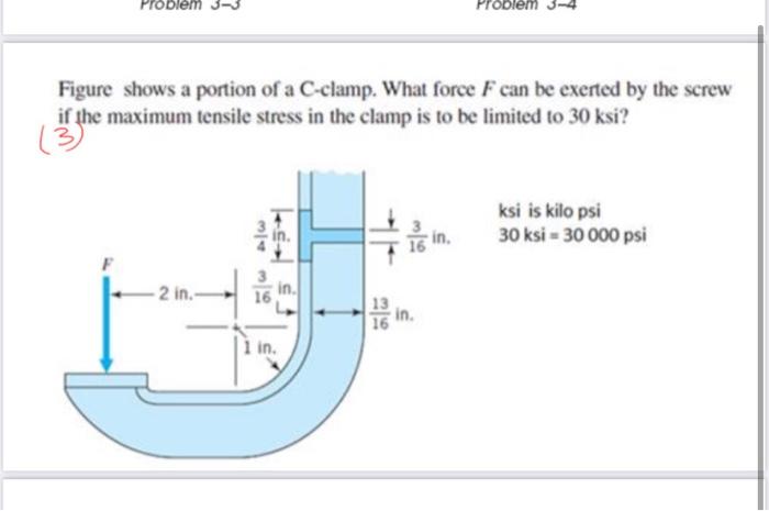 Solved Figure Shows A Portion Of A C Clamp What Force F Can Chegg